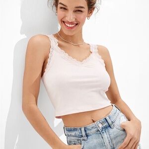 American Eagle Lace Crop Cami size xsmall pink